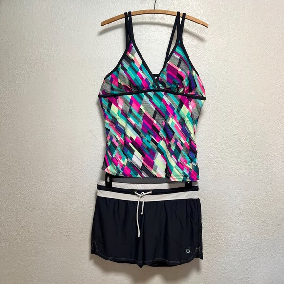 Free Country Tankini Top (XL) and Board Short (L) 2 Piece Swim Set - Picture 2 of 14